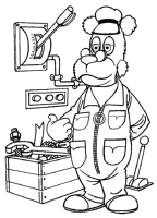 A coloring page of the bear boat